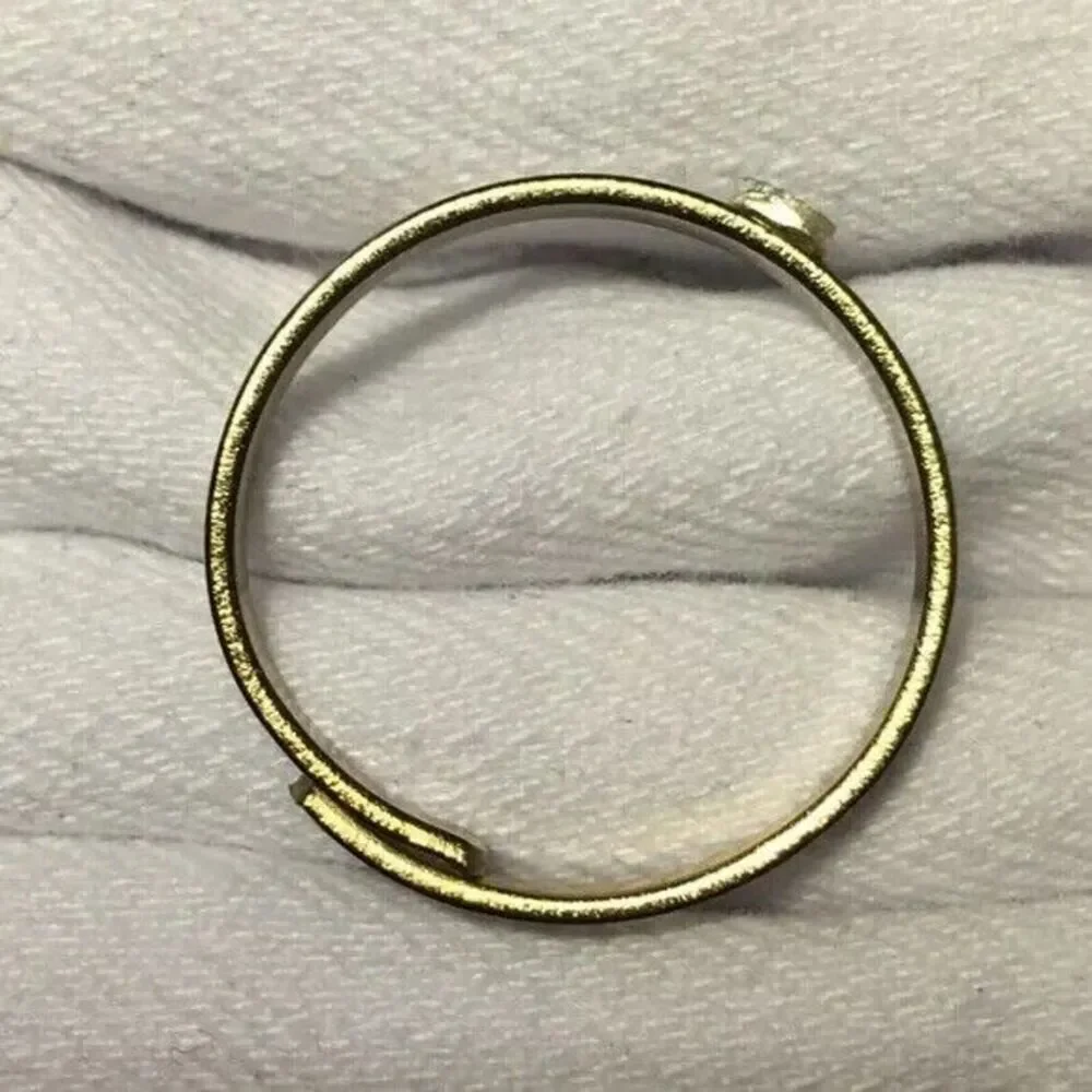 Vintage Diamond Chip Ring Adjustable Band Size 7.5 Gold Plated Costume Jewelry